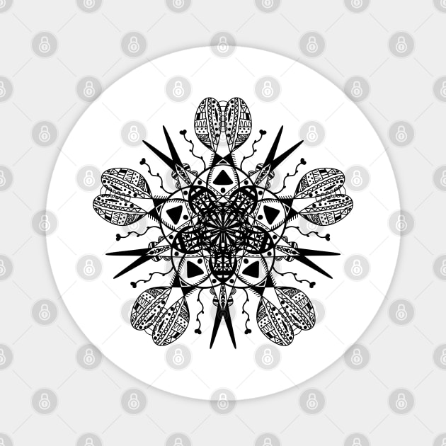 Trendy stylish black print mandala for a light background. Hand drawn illustration. Digital drawing with an ornament and high-quality detailing. Magnet by Art KateDav